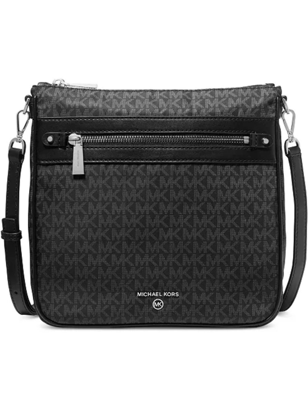 Michael Kors Black/Gray MK Monogram Messenger Bag jet set charm